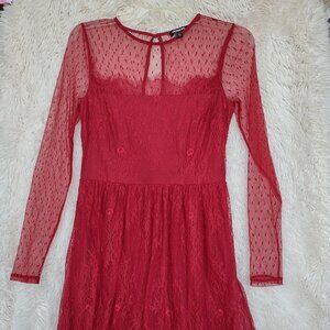 Express red lace mini dress with flowy bottom ladies 6